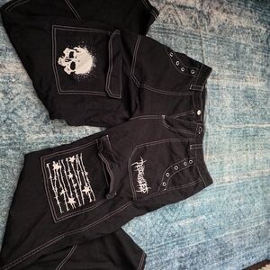 Hot Topic Black Pants with White Stitching